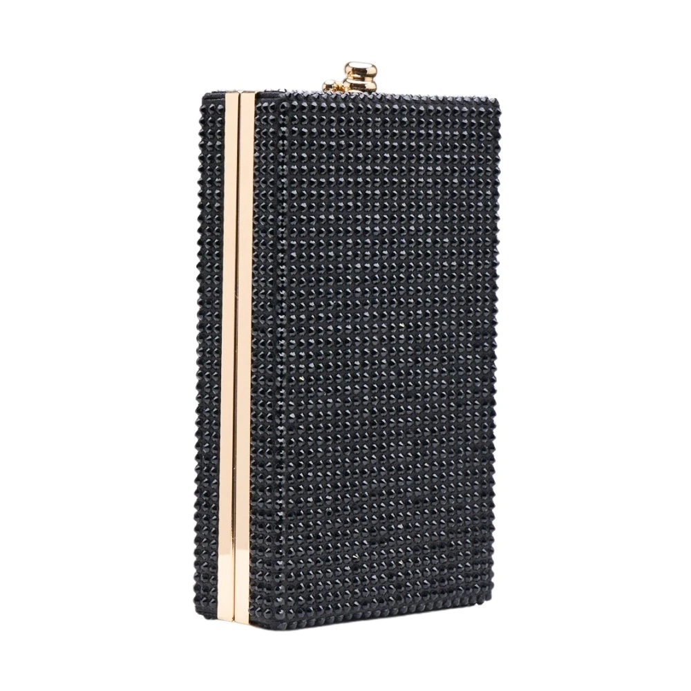Silvian Heach Stijve Strass Clutch met Kettingriem Black Dames