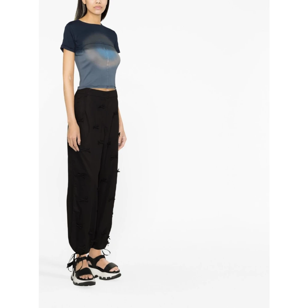 Msgm Zwarte wijd uitlopende katoenen trekkoordbroek Black Dames