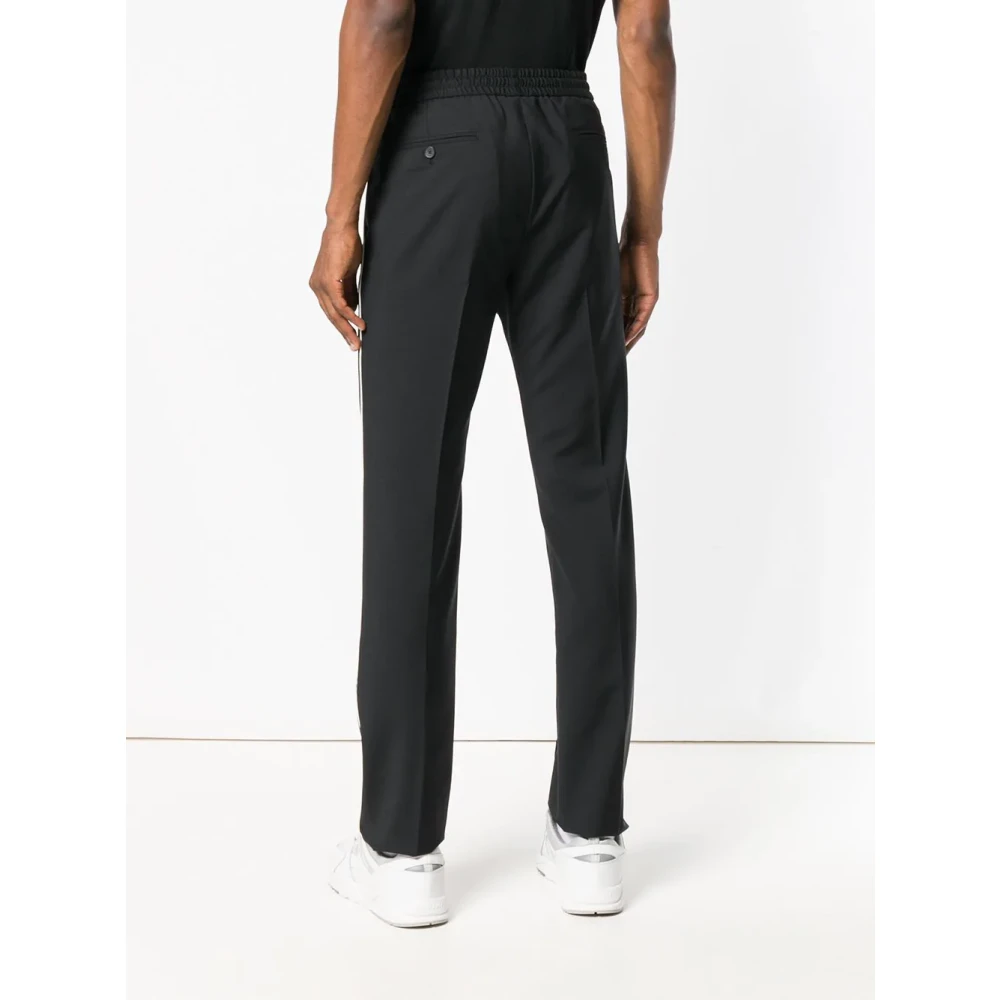 Valentino Garavani Zwarte Wol Mohair Broek met Piping Black Heren