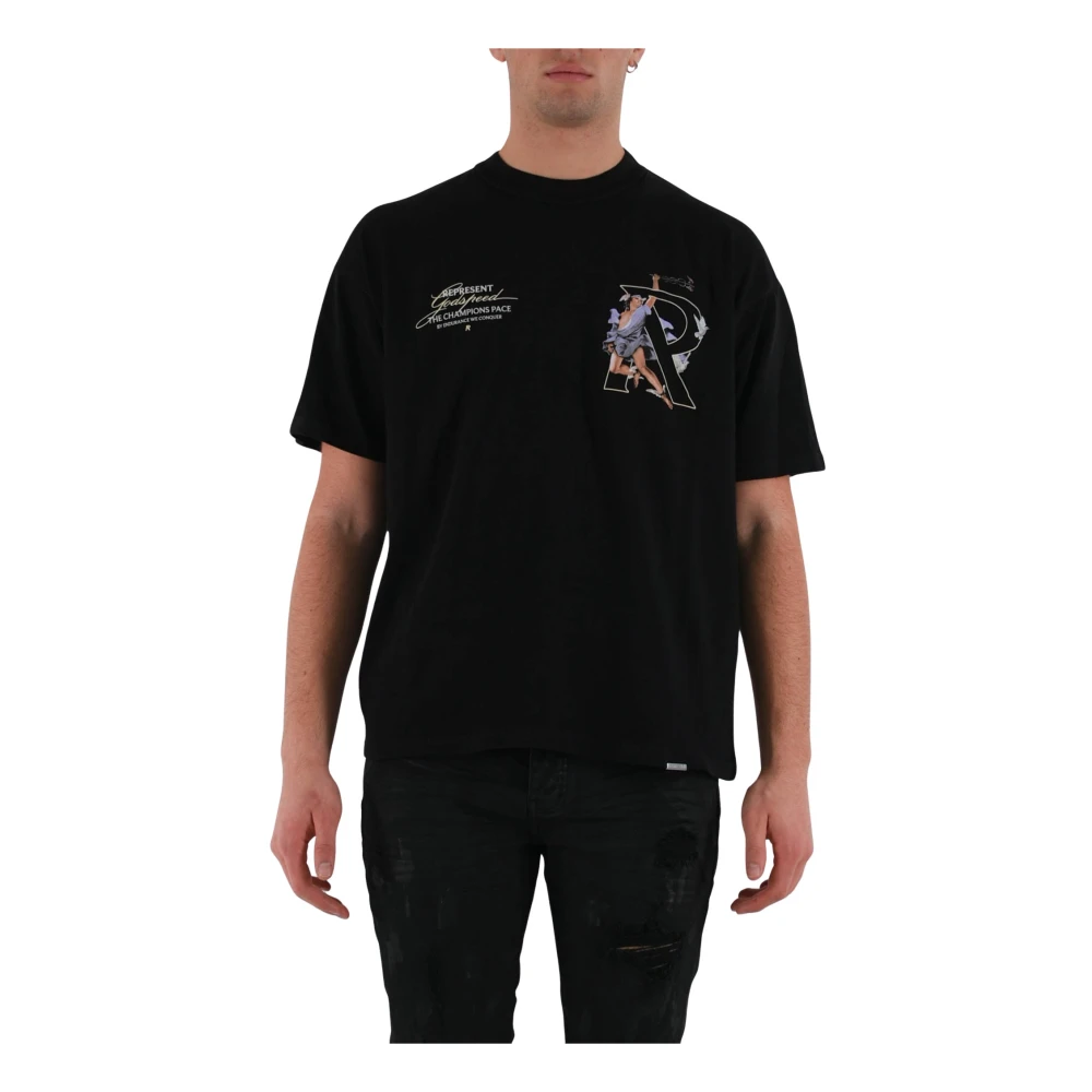 Represent Oversized T-shirt met print Black Heren
