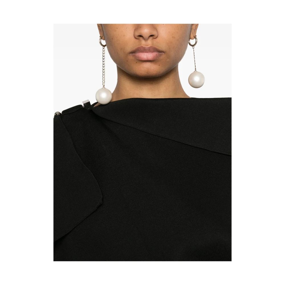 Jacquemus Zwarte Asymmetrische Cowl Neck Jurk Black Dames