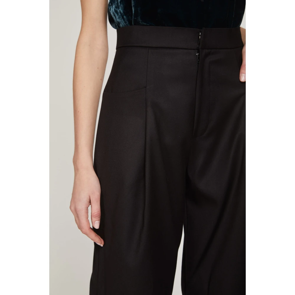 Nineminutes Wijde Pijp Zwarte Smocked Broek Black Dames