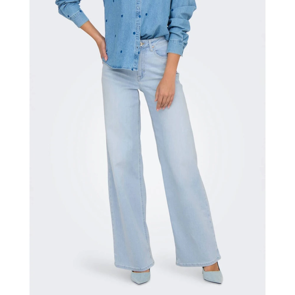 Only Madison Blush Wide Denim Cropped Jeans Blue Dames