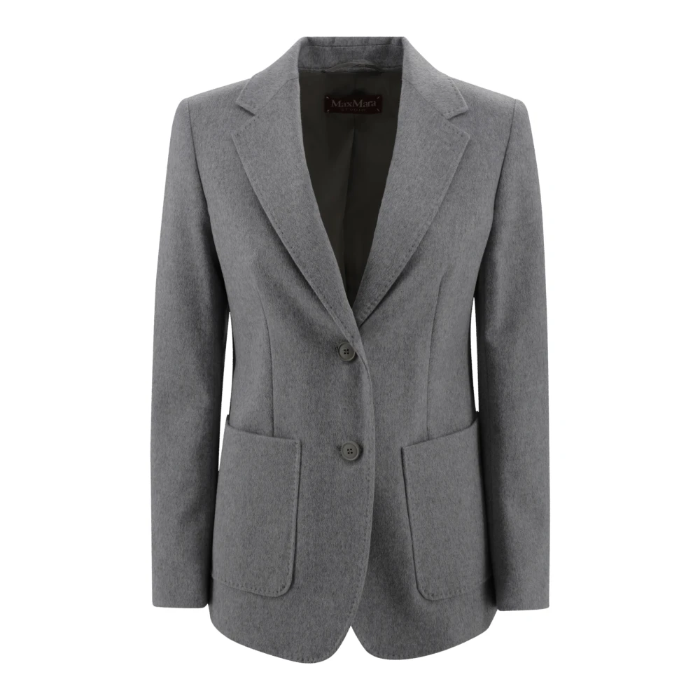 Max Mara Studio Klassieke Wollen Jas Grijs Gray Dames