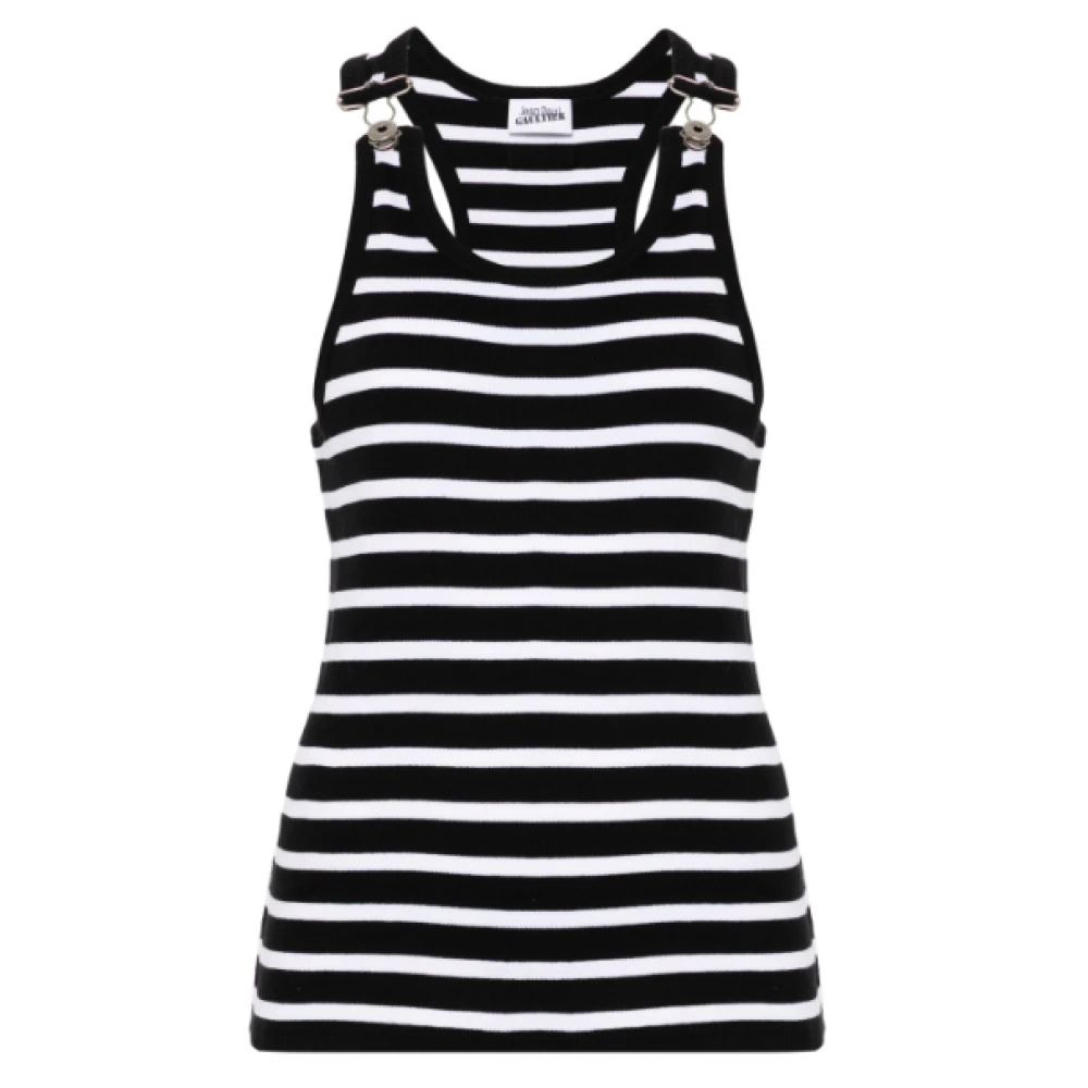 Jean Paul Gaultier Geribbelde Gestreepte Tanktop Black Dames