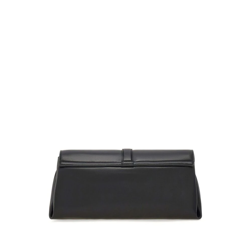 Salvatore Ferragamo Zwarte leren schoudertas met Gancini gesp Black Dames