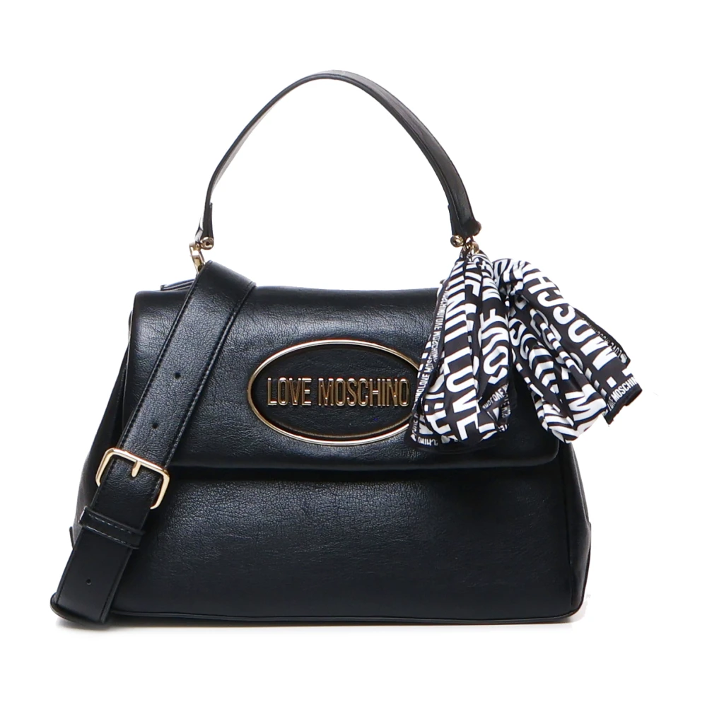 Love Moschino Zwarte Handtas met Decoratieve Sjaal Black Dames