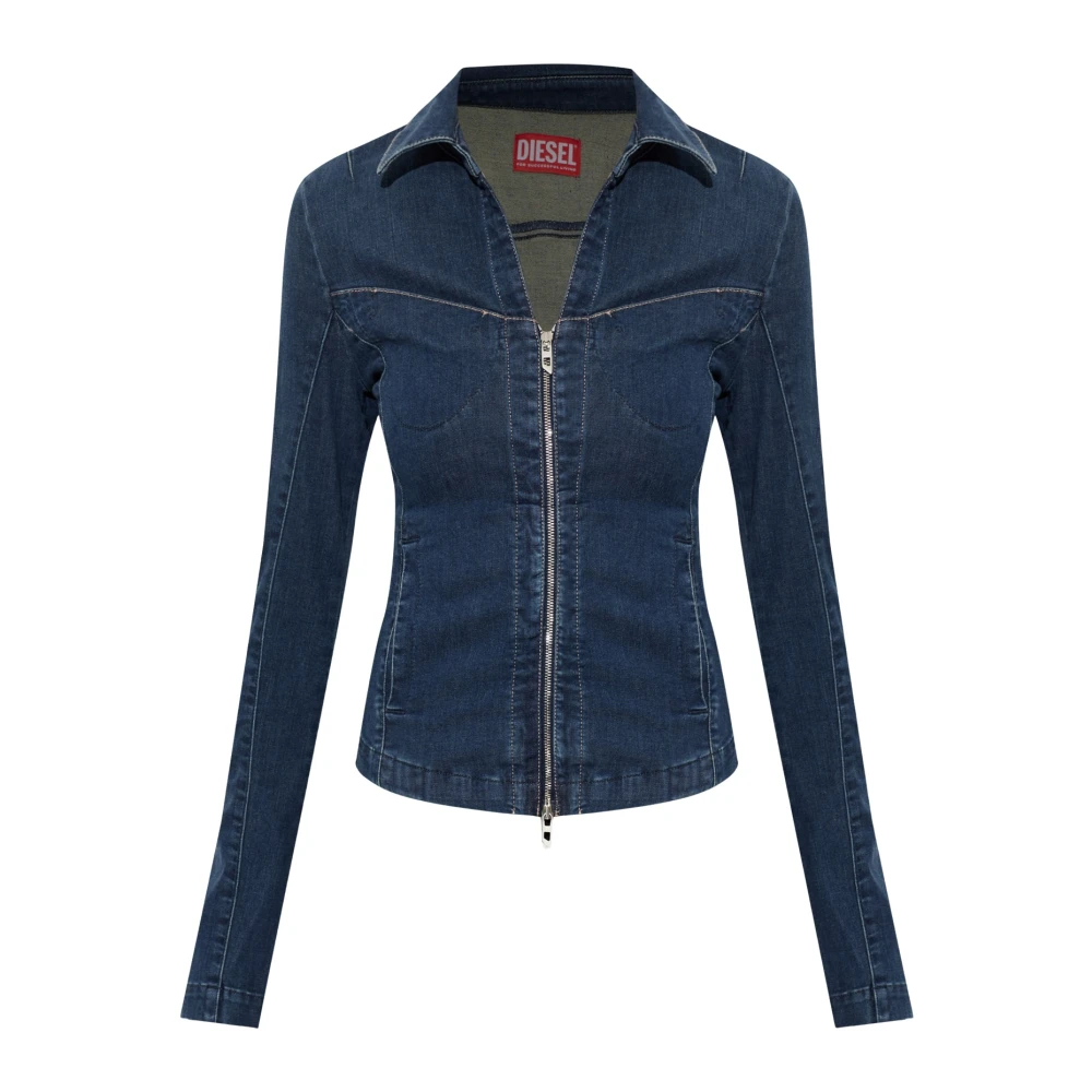 Diesel Blu Donna - Camicia Con Zip In Denim - Camicie In Denim Piccolo - Immagine 2