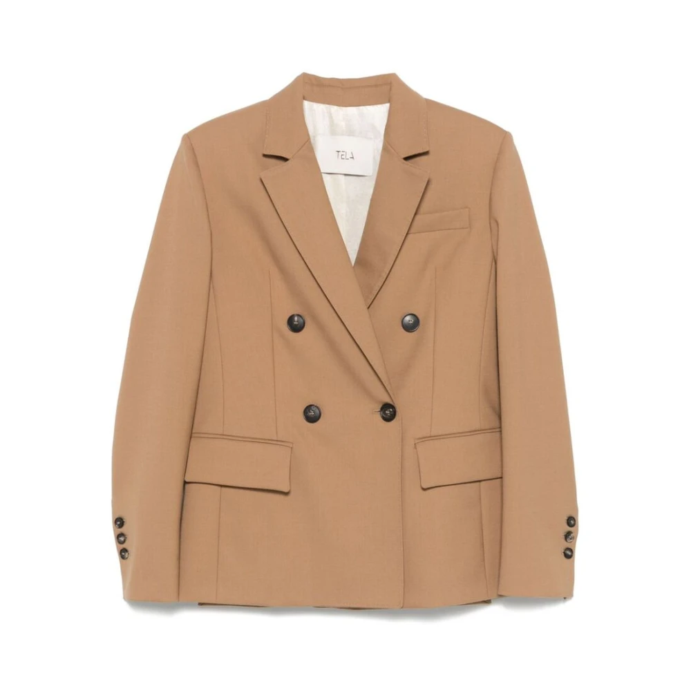 Tela Kameelbruine Double-Breasted Jas Brown Dames