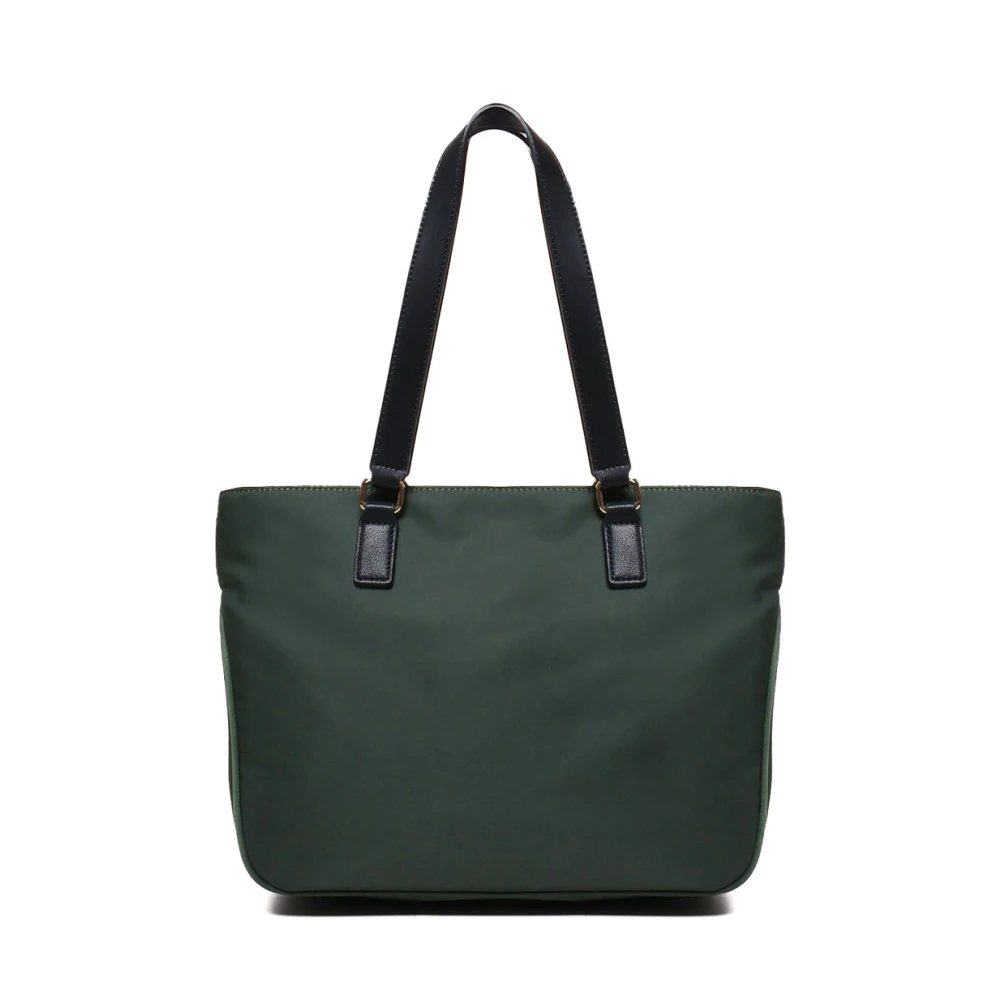 Love Moschino Groene Nylon Tote Tas met Rits Green Dames