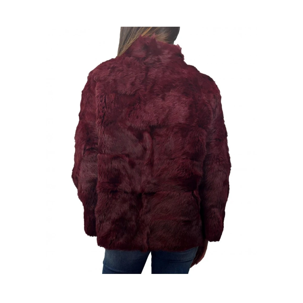 Atelier Legora Rode Konijnenbontjas Knoopsluiting Red Dames