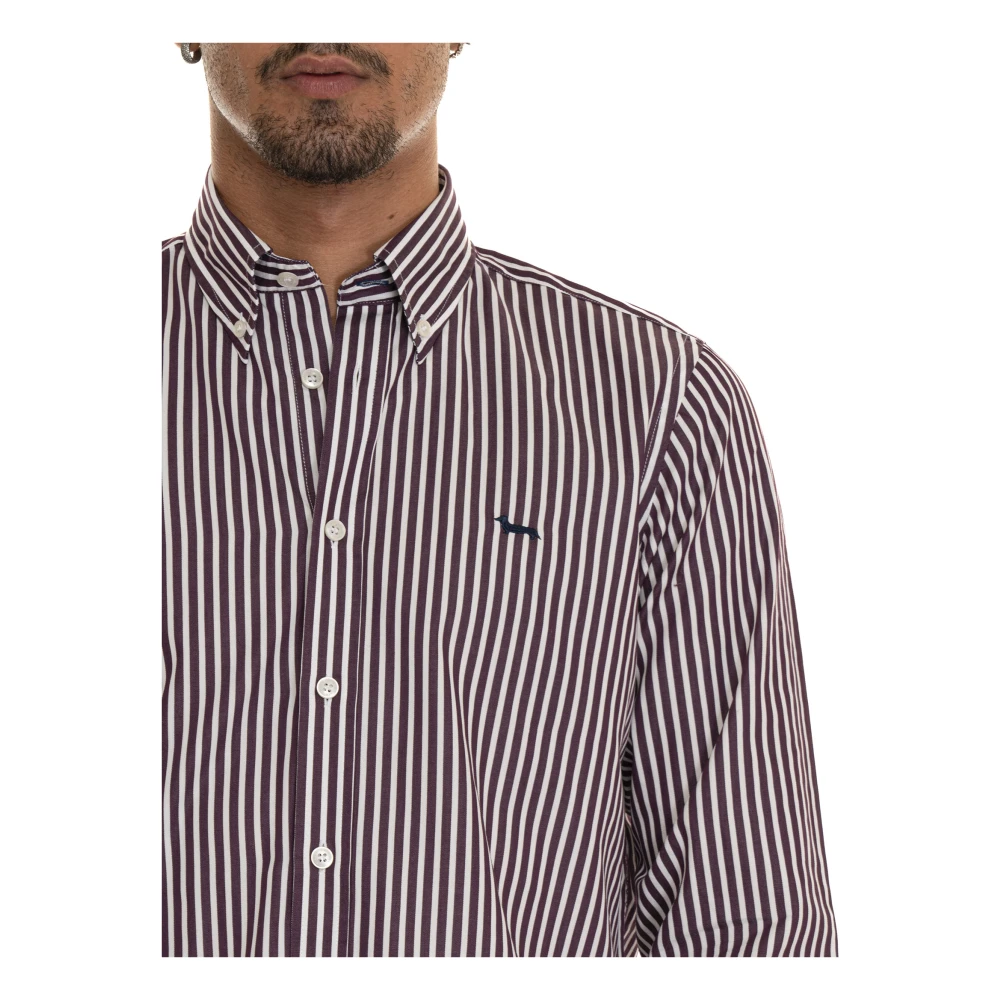 Harmont & Blaine Gestreept Katoenen Overhemd Purple Heren