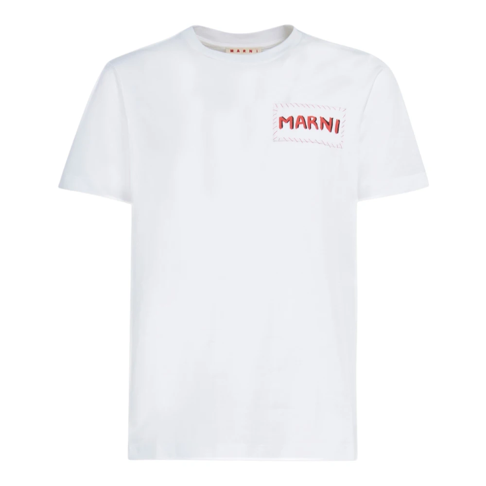 Marni Men's White Cotton Jersey T-Shirt With Patch