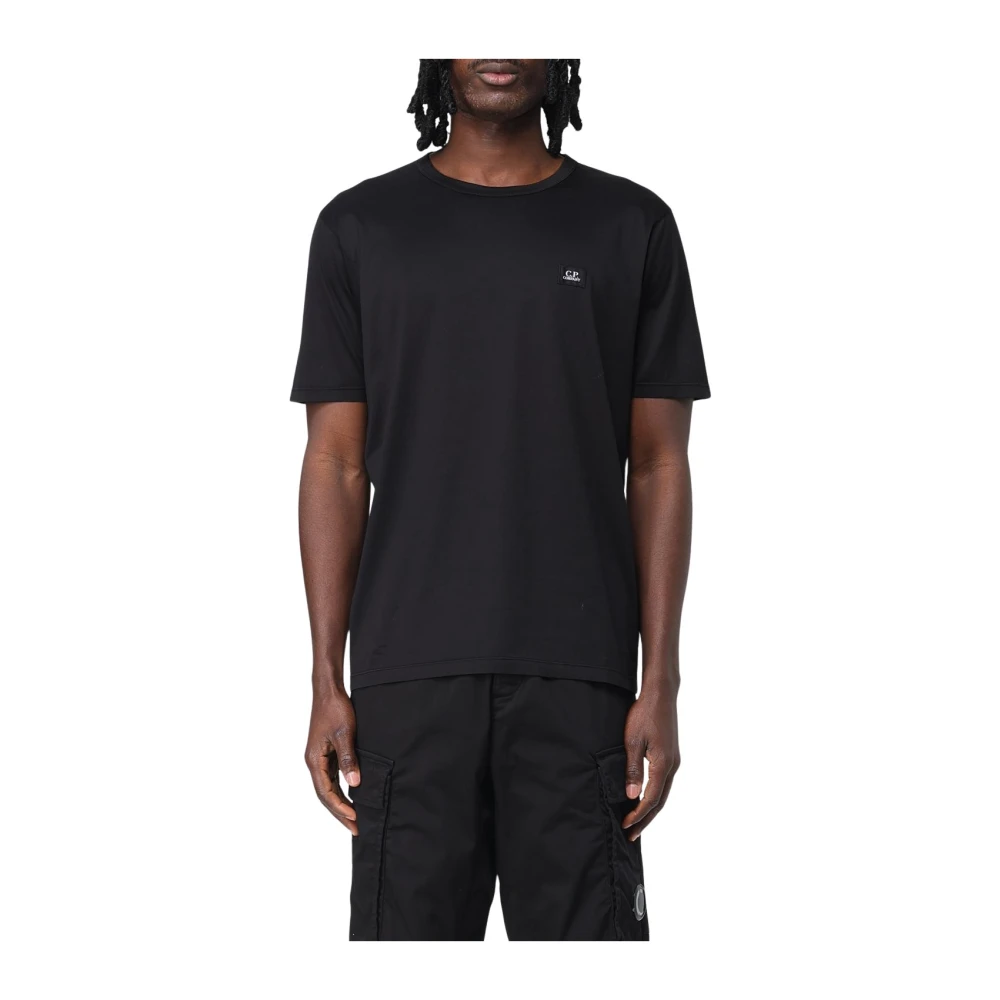 C.p. Company Men's Black Mercerized Cotton Logo T-Shirt