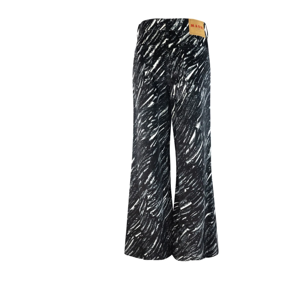 Marni Zwarte Denim Broek met Crayon Print Black Dames