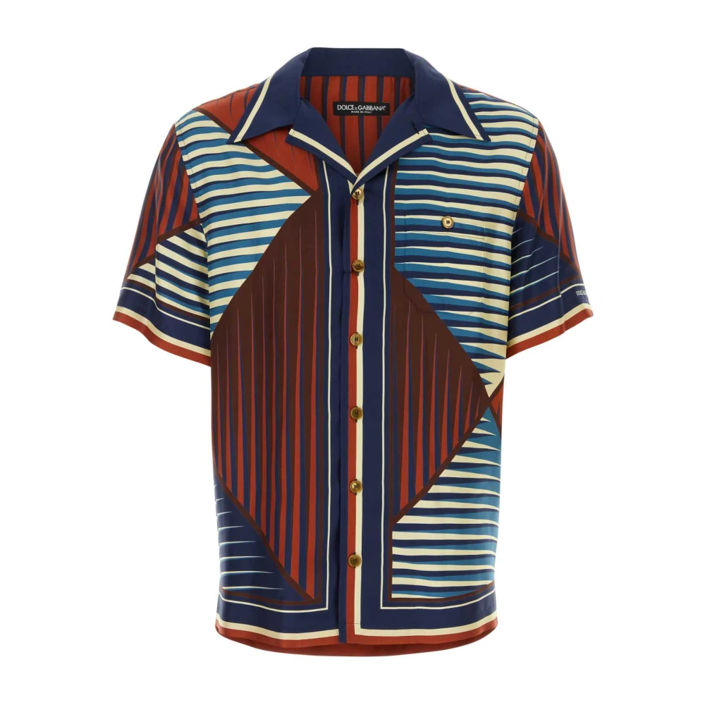 Dolce & Gabbana Zijden bedrukte shirt Multicolor Heren