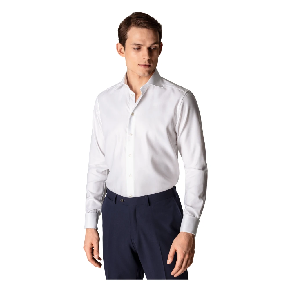 Eton Twill Frans manchetoverhemd White Heren