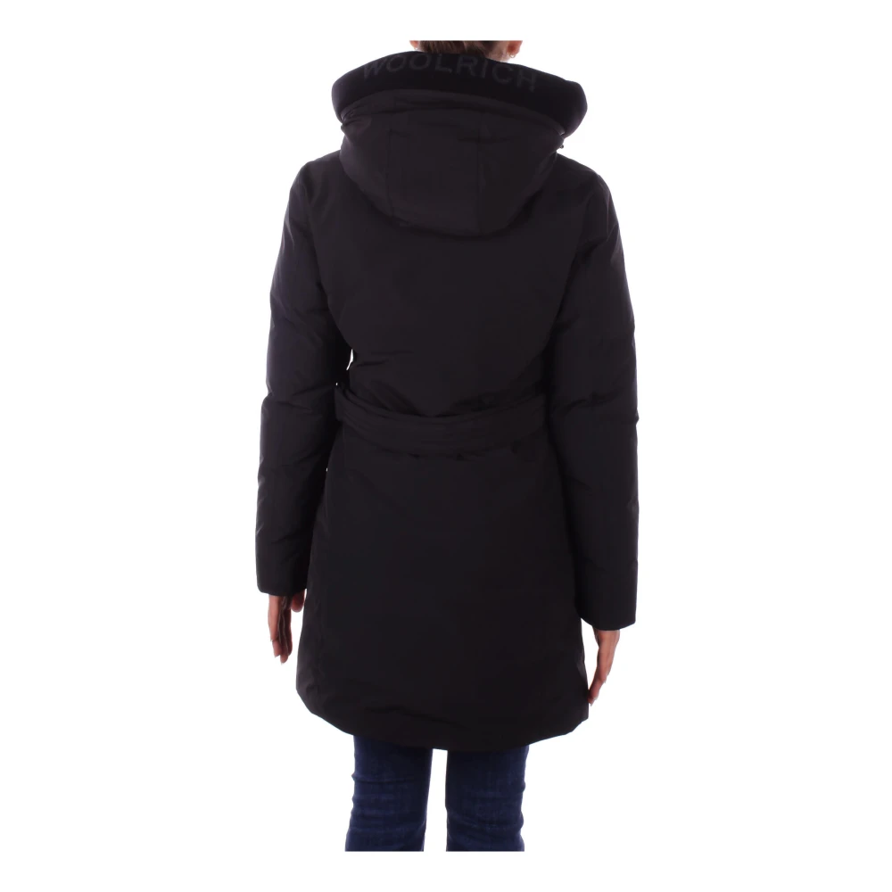 Woolrich Zwarte Jassen met Logokraag Black Dames