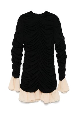 black-ruched-dress-with-ruffle-details