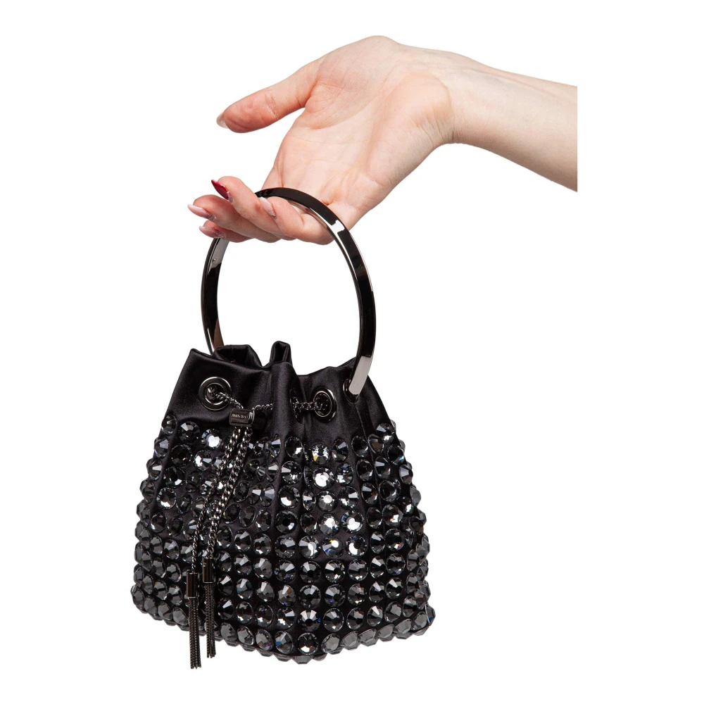 Jimmy Choo Satin tas met Maxi kristallen Black Dames