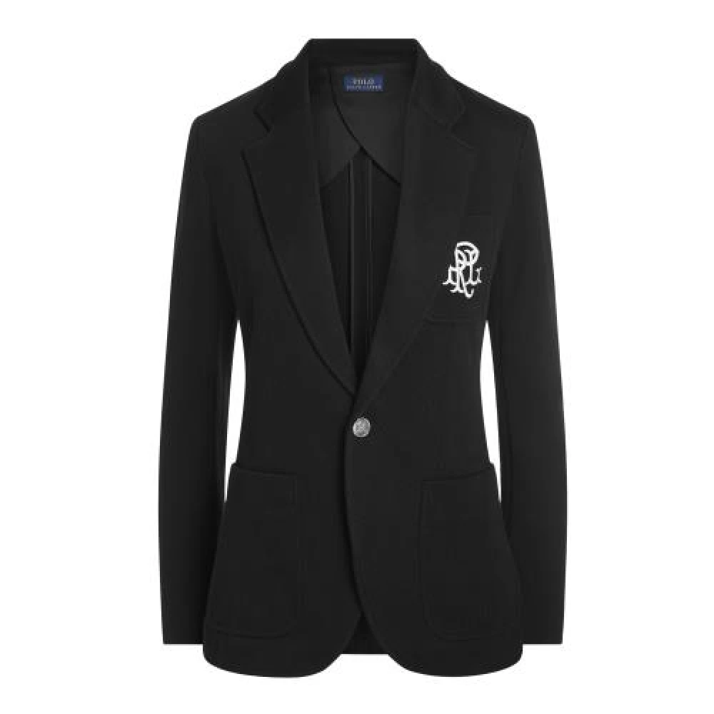 Polo Ralph Lauren Women's Black Blazers, Xl, Double Knit Jacquard Blazer Jacket