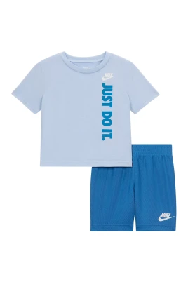 Grafisk T-shirt och Meshshorts-set
