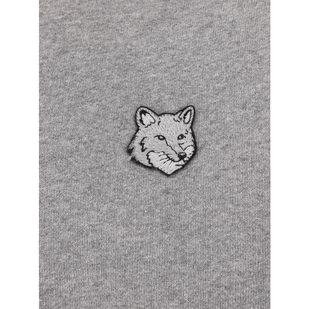 Maison Kitsuné Geborduurde Foxy Patch Katoenen Sweatshirt Gray Heren