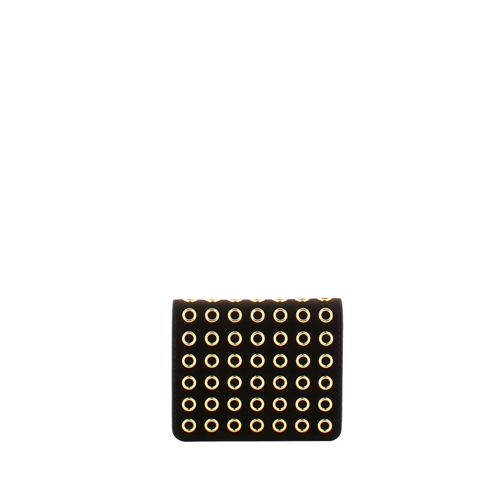 Moschino Zwarte leren portemonnee met gouden logo Black Dames
