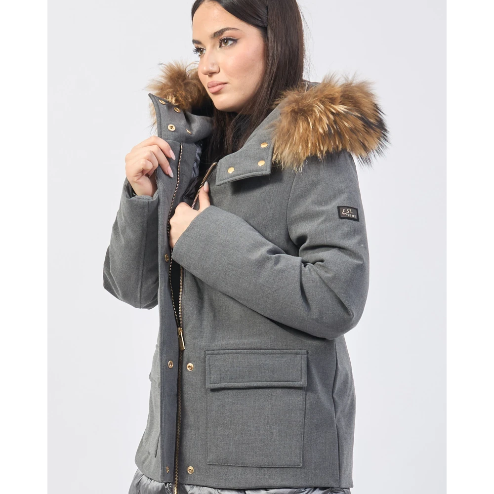 YES ZEE Antraciet capuchonbontjas met nyloninzetten Gray Dames