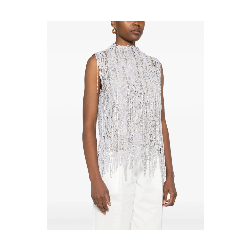 BRUNELLO CUCINELLI Hoge hals lichtgrijze trui Gray Dames