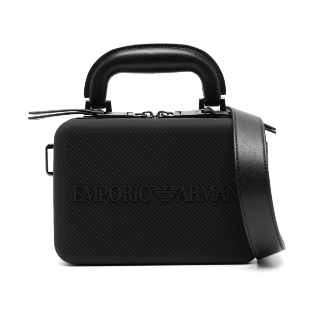 Emporio Armani Zwarte Faux Leren Schoudertas Black Heren
