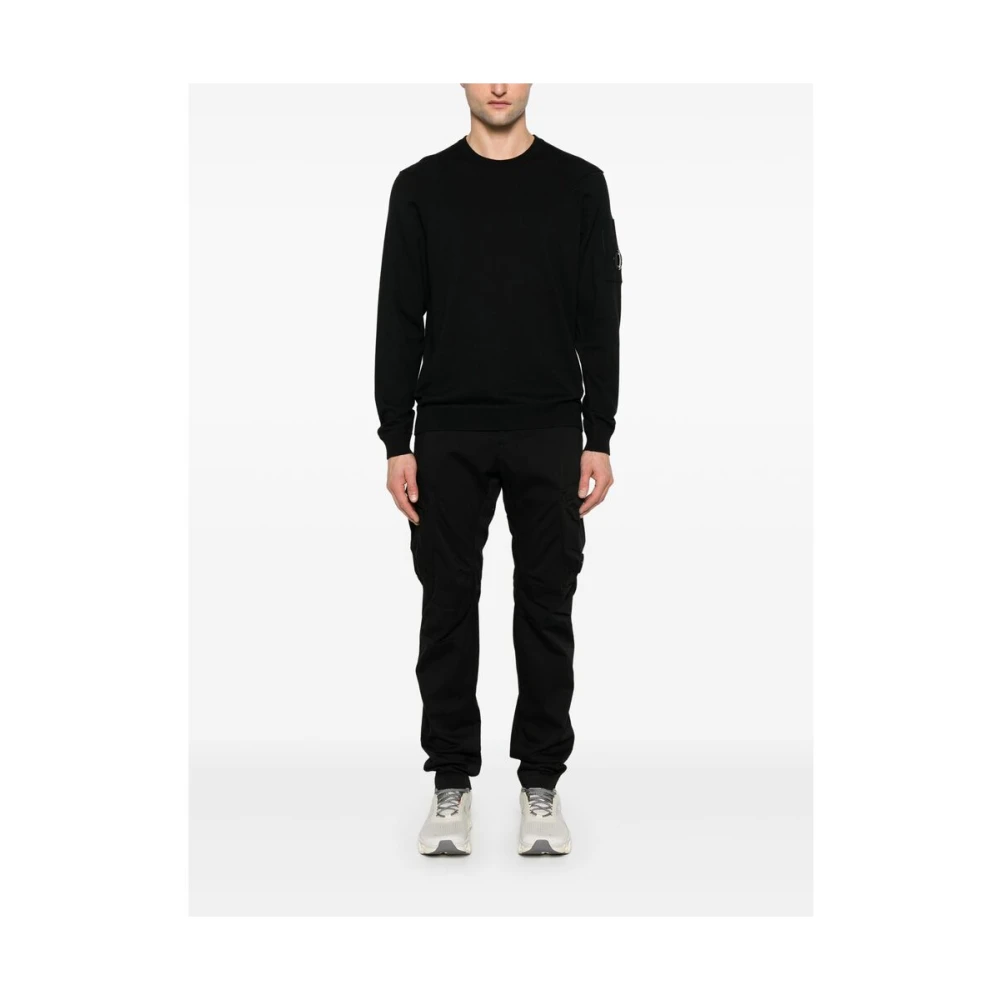 C.P. Company Zwarte Crew Neck Sweater met Ritszak Black Heren