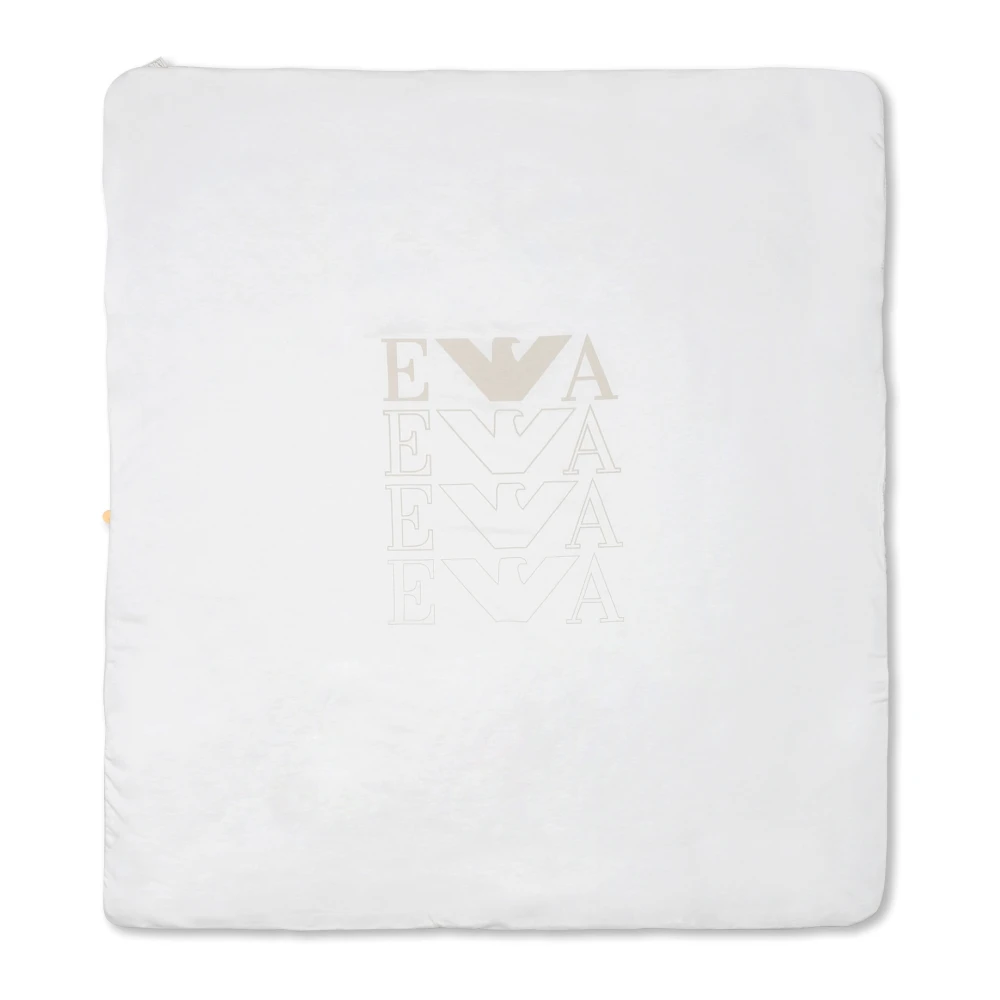 Emporio Armani Wit Katoenen Deken met Adelaar Ontwerp Beige Dames