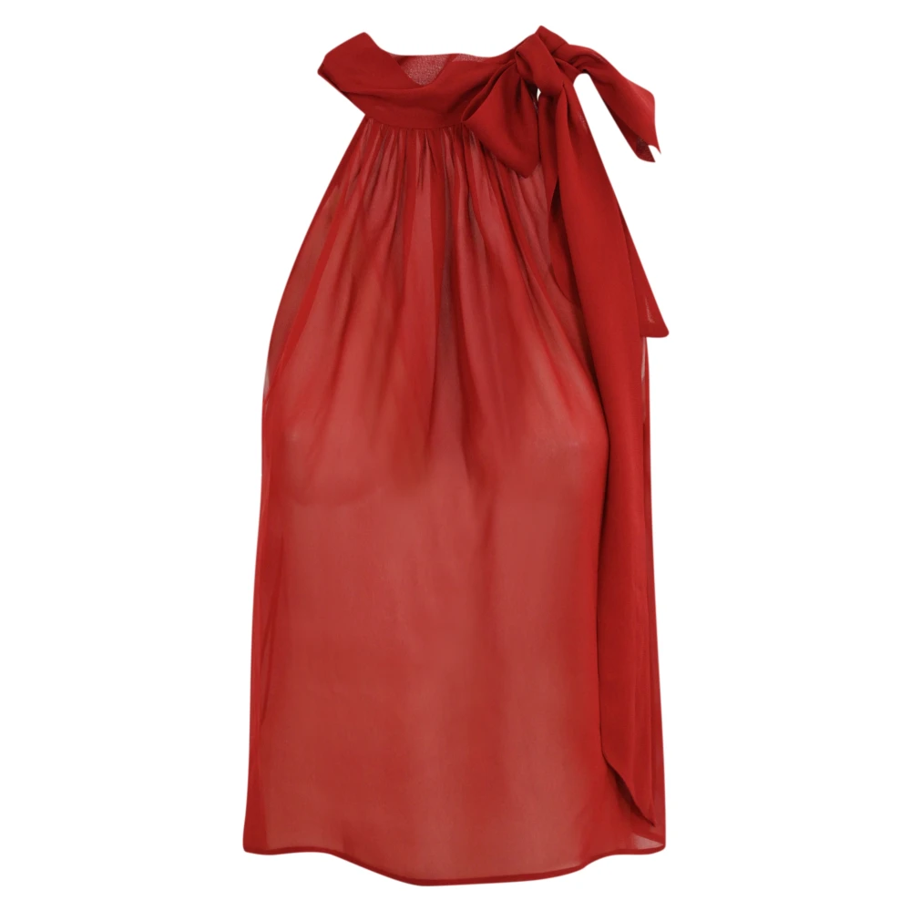Philosophy di Lorenzo Serafini Rode gedrapeerde top met hoge hals Red Dames
