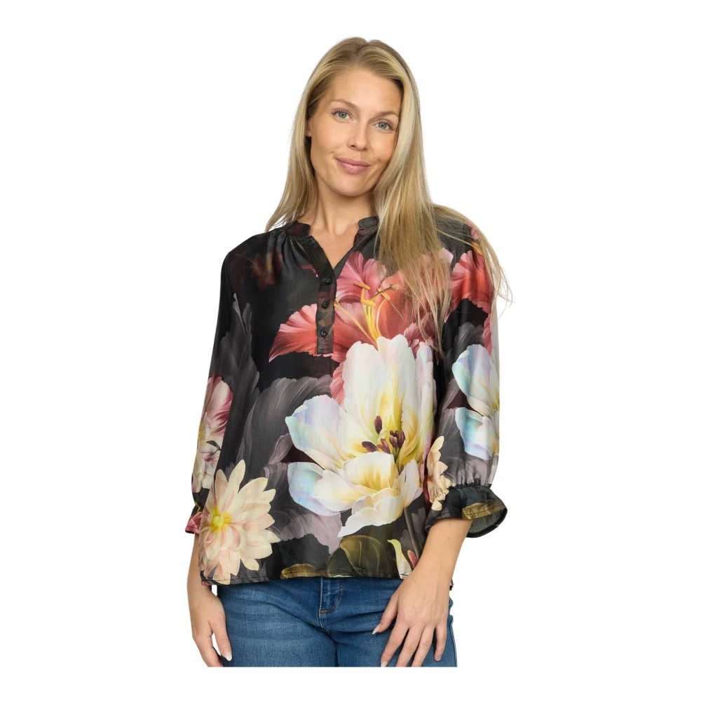 2-Biz Plum Flower Blouse Silja.Ea24 Multicolor Dames