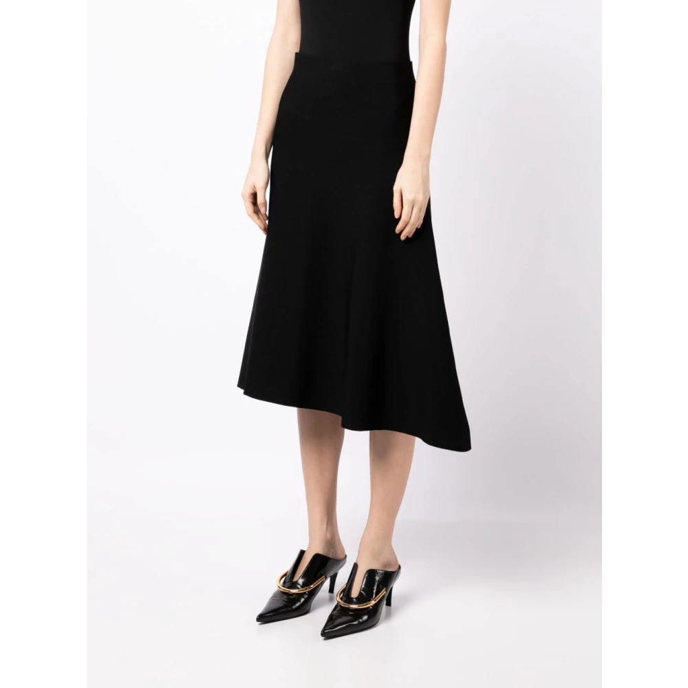 Jil Sander Zwarte Elastische Gebreide Midi Rok Black Dames