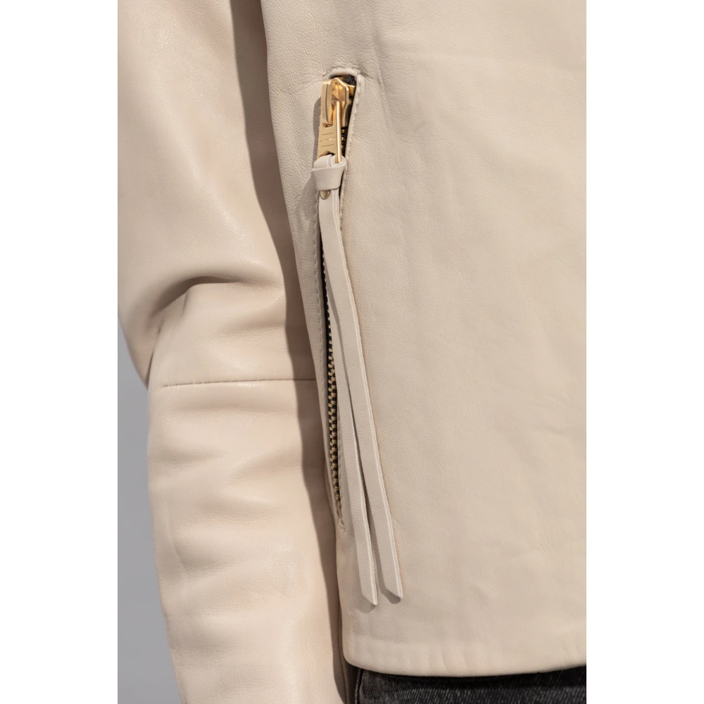 AllSaints Leren jas Dalby Beige Dames