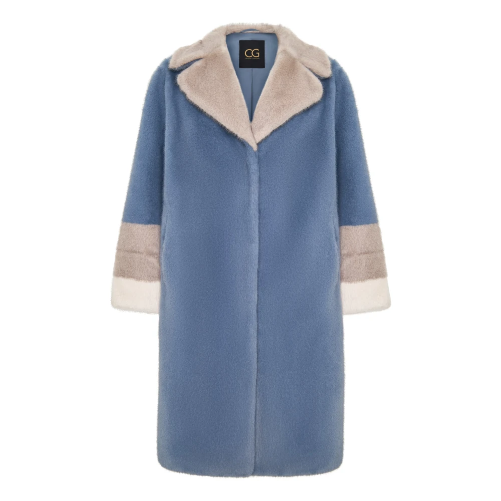 Cesare Gaspari Schitterende Kristal Nep Bontjas Blauw Blue Dames