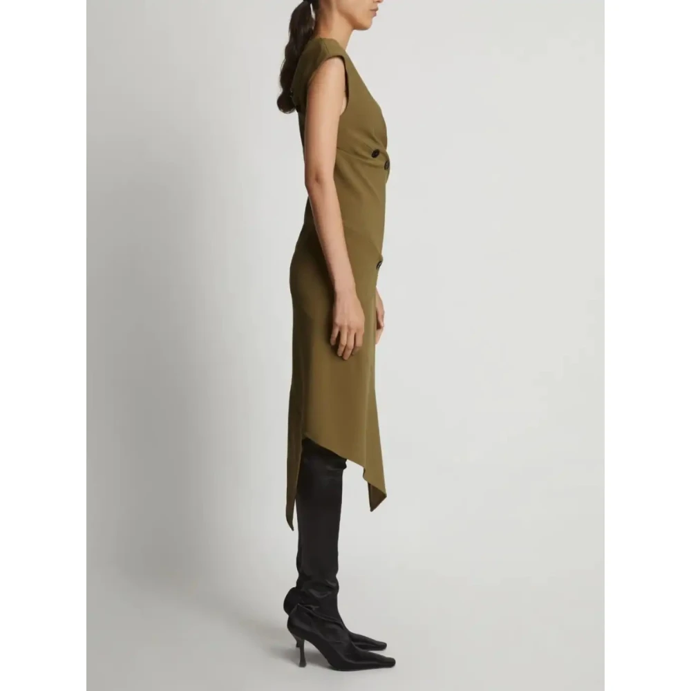 Proenza Schouler Spiraal Crepe Jurk Green Dames