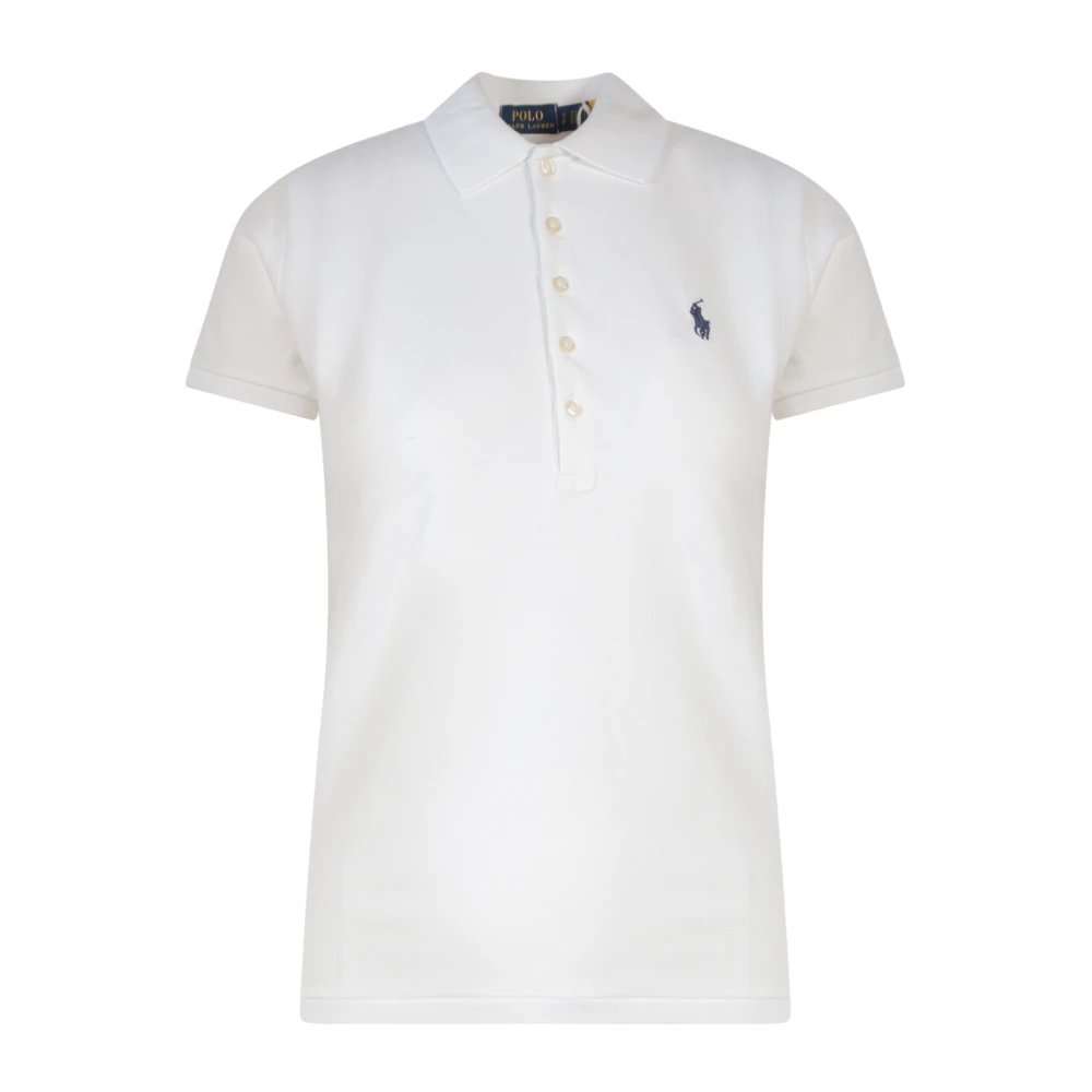 Polo Ralph Lauren Broderad Bomull Polo Shirt White, Dam