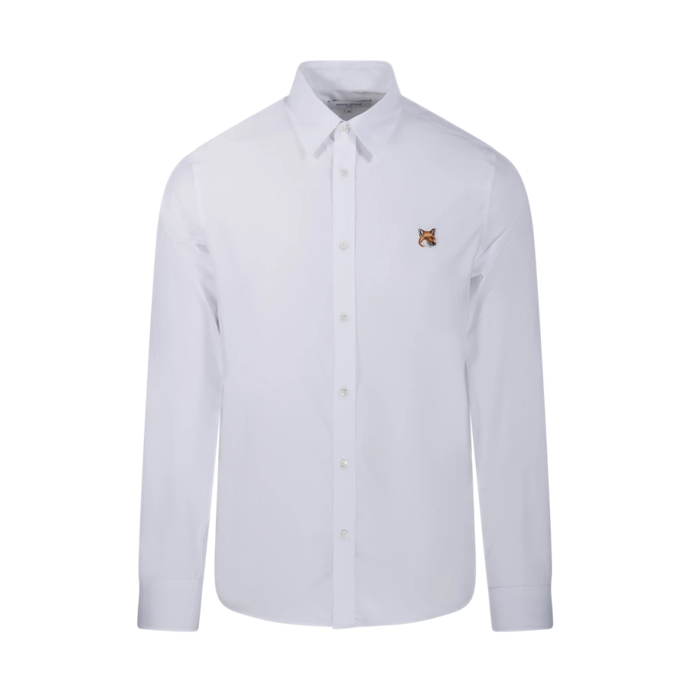 Maison Kitsuné Wit Klassiek Fox Head Shirt White Heren