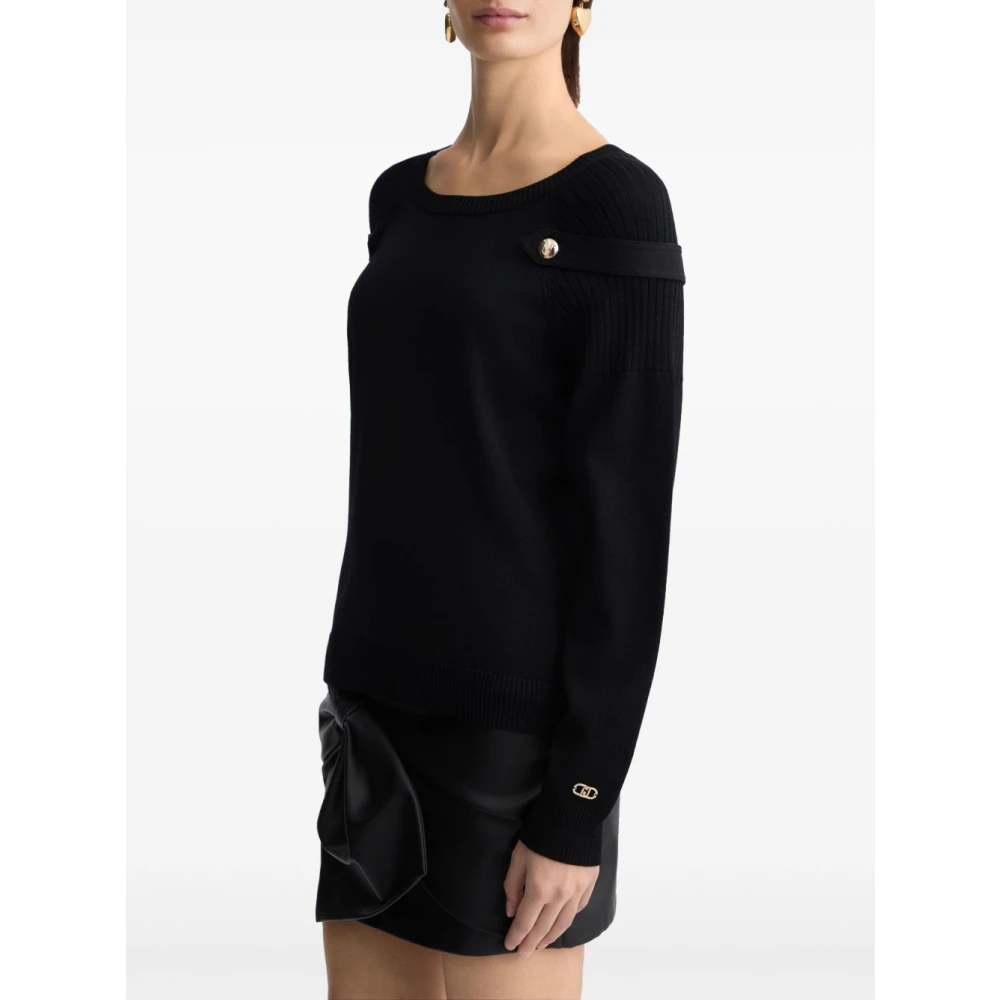 Liu Jo Zwarte Logo Sweater met Ronde Hals Black Dames