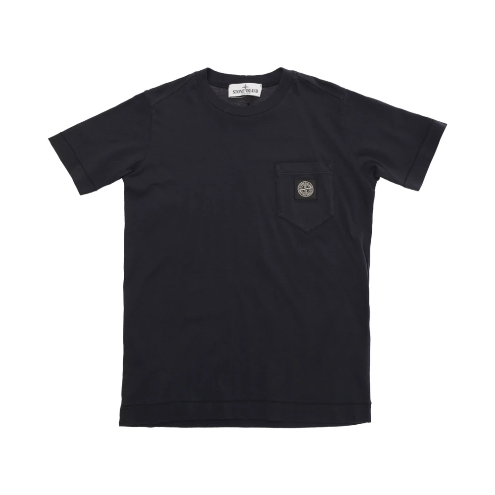 Stone Island Blå Crewneck Logo Patch Bomull T-shirt Blue, Pojke