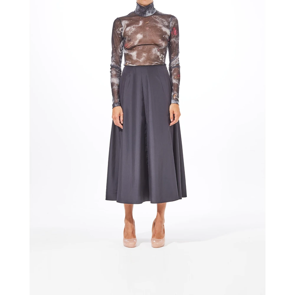 Moschino Zwarte Taffeta Lange Rok Black Dames