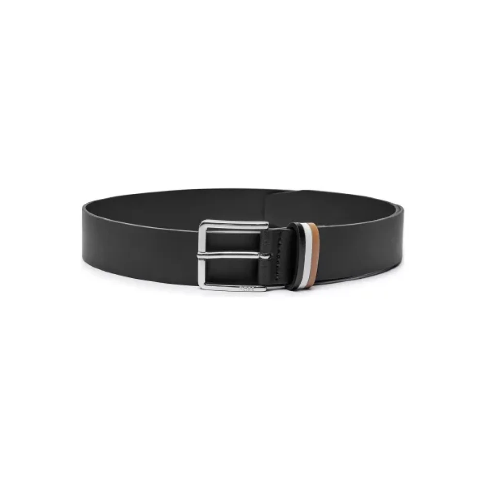 Hugo Boss Zwarte Leren Riem Stijlvol Model Black Heren