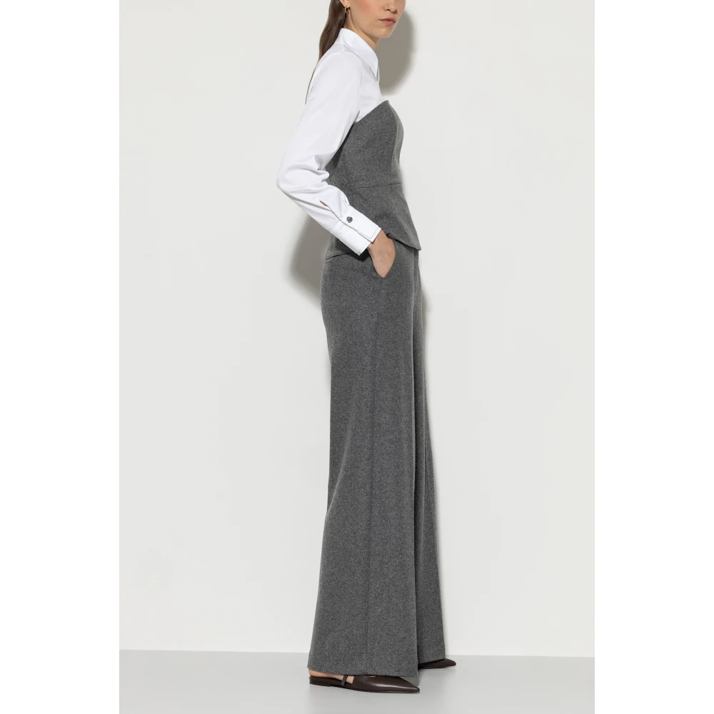 LUISA CERANO Melange Wolflanel Wideleg Broek Gray Dames
