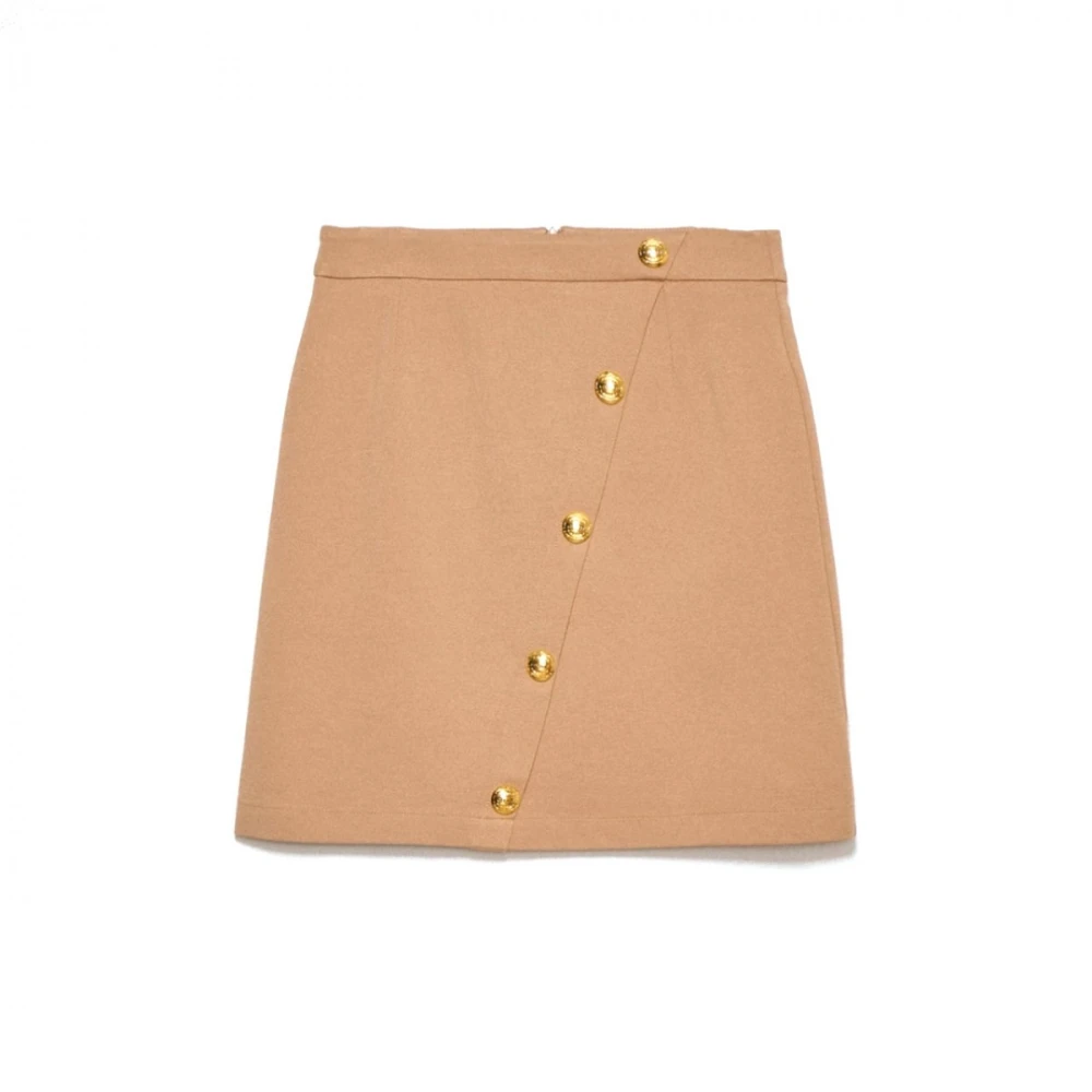 Gaëlle Paris Milano Point Rok met Beige Kamelen Logo Knopen Beige Dames