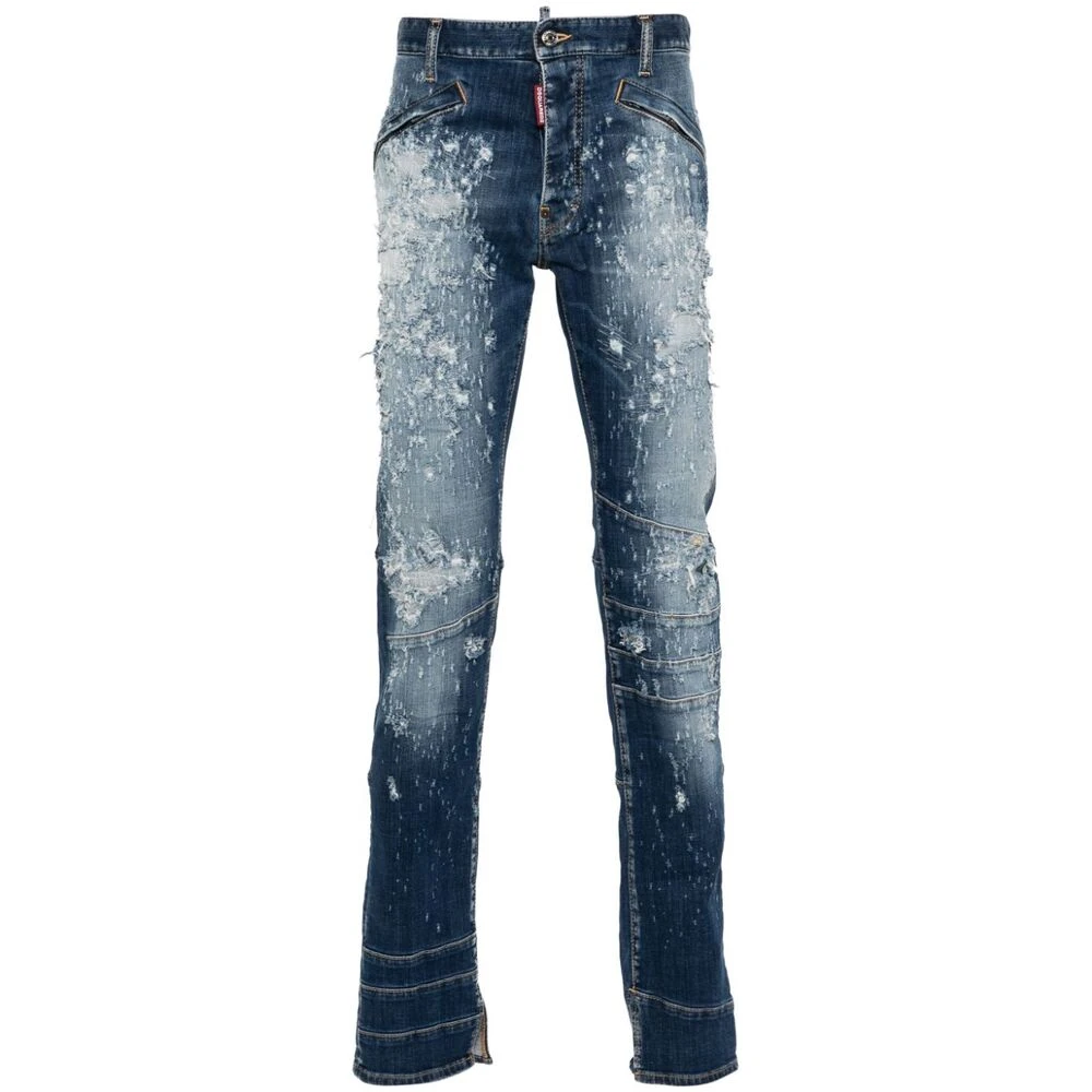 Dsquared2 Indigo Blauwe Distressed Skinny Jeans Blue Heren