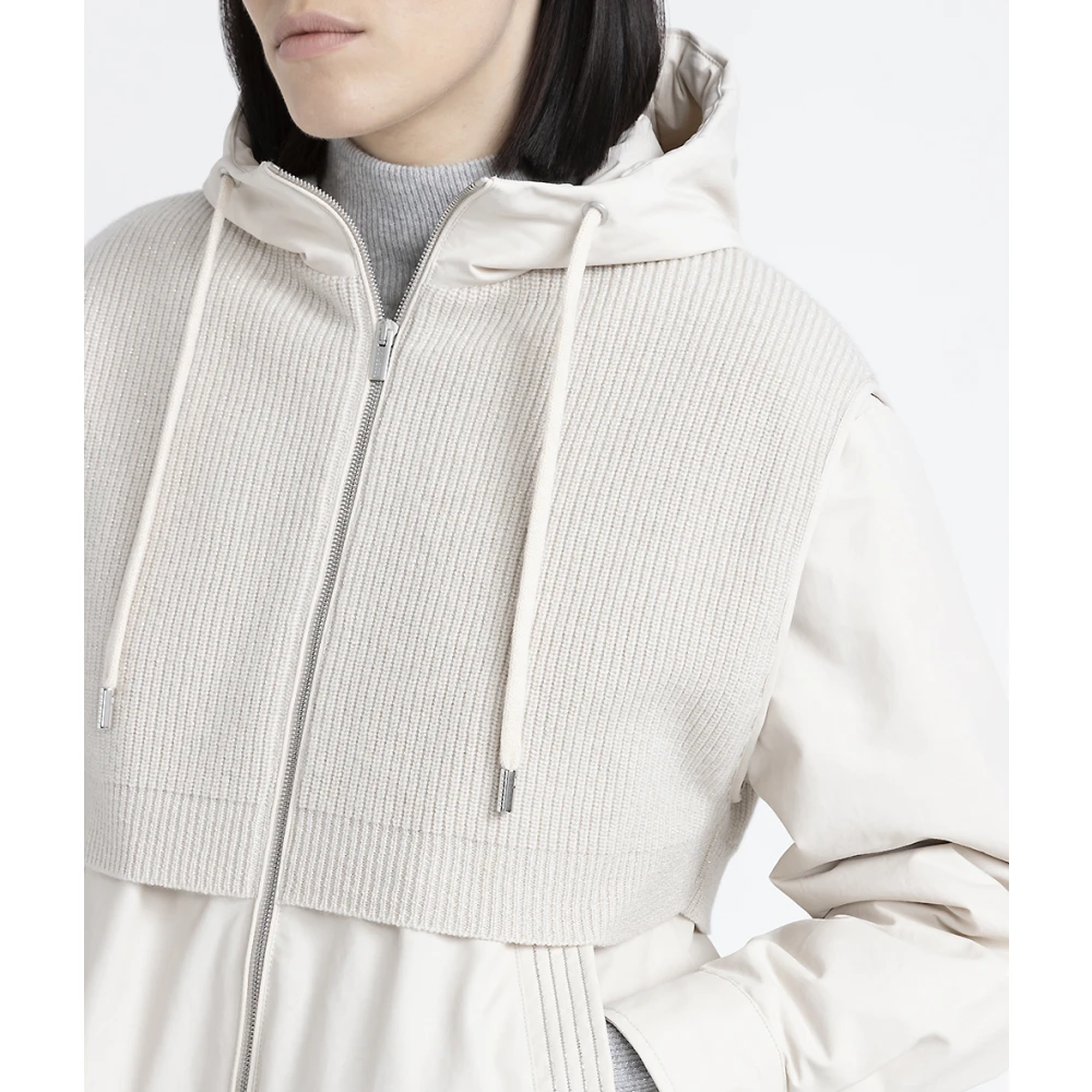 PESERICO Capuchonjack van technisch katoen wol en kasjmier Beige Dames
