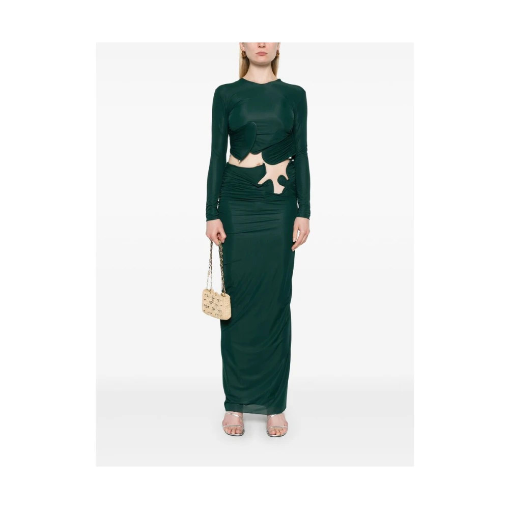 Christopher Esber Bosgroene Gerimpelde Rok met Ringdetail Green Dames